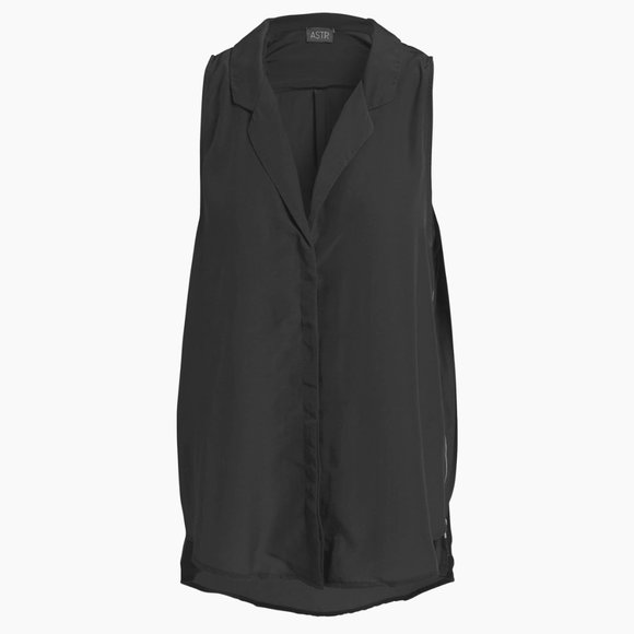 NWTs ASTR Black Side Zip Sleeveless Top Blouse - Picture 2 of 4